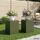Plantenstandaard staal olijfgroen 30x30x40 cm 2 stuks