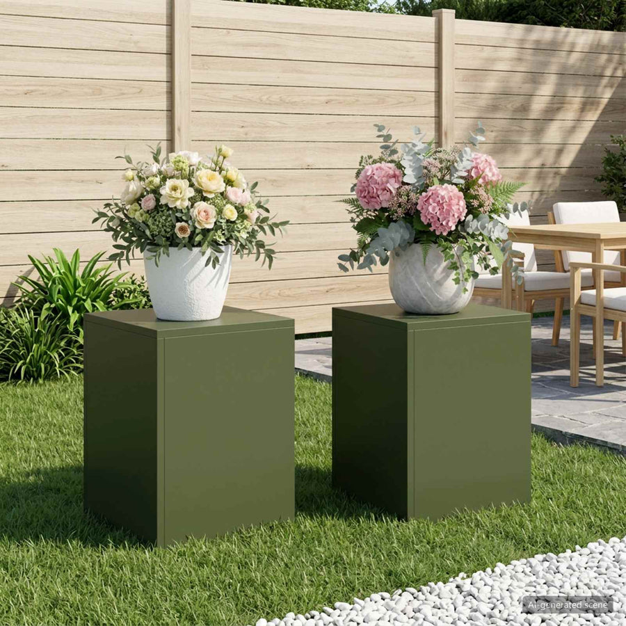 Plantenstandaard 2 pcs Olijfgroen 30 x 30 x 40 cm Staal
