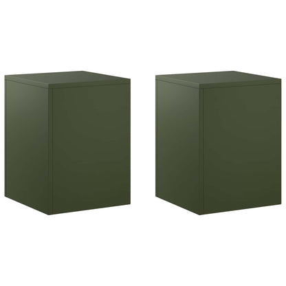 Plantenstandaard 2 pcs Olijfgroen 30 x 30 x 40 cm Staal
