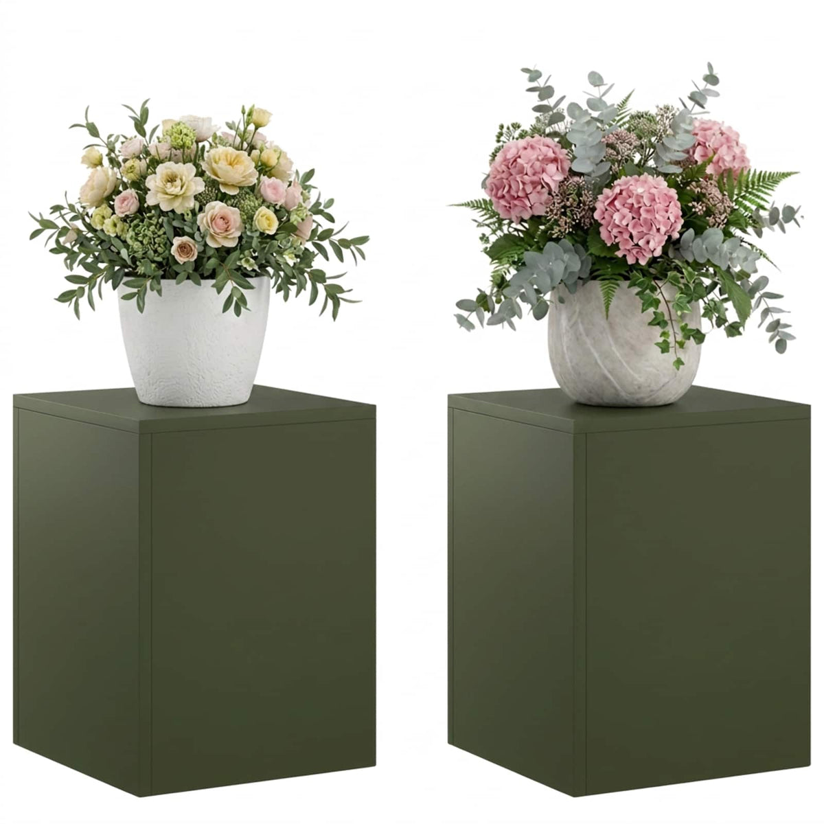 Plantenstandaard 2 pcs Olijfgroen 30 x 30 x 40 cm Staal