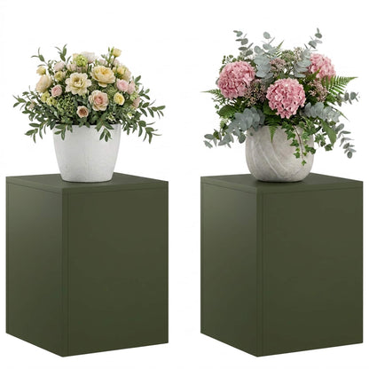 Plantenstandaard 2 pcs Olijfgroen 30 x 30 x 40 cm Staal