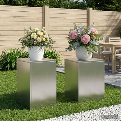 Plantenstandaard 2 pcs zilver 30 x 30 x 40 cm Staal