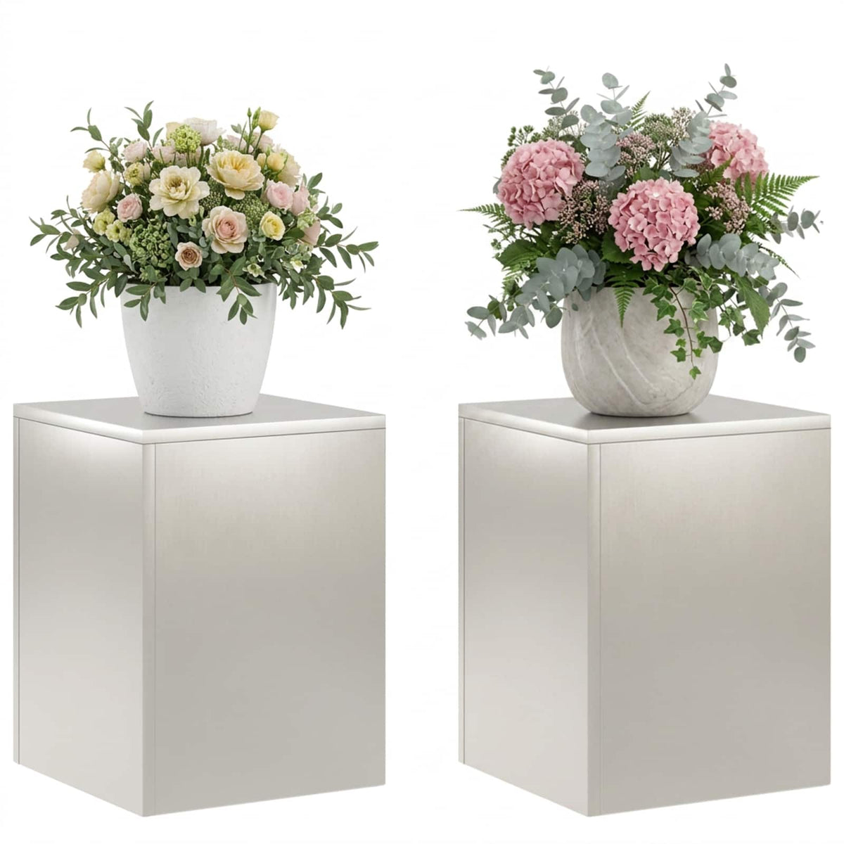 Plantenstandaard 2 pcs zilver 30 x 30 x 40 cm Staal