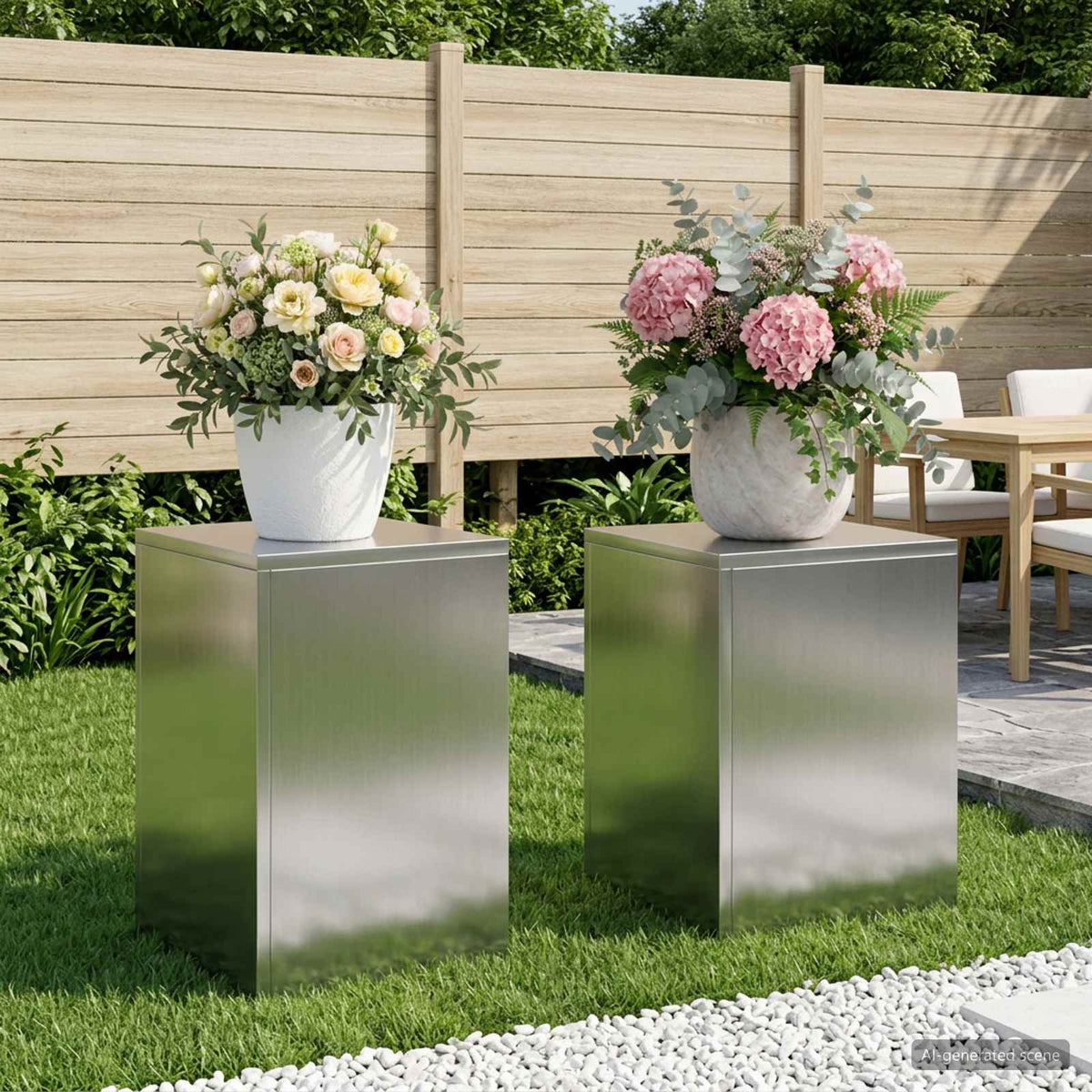 Plantenstandaard 2 pcs zilver 30 x 30 x 40 cm Roestvrij staal