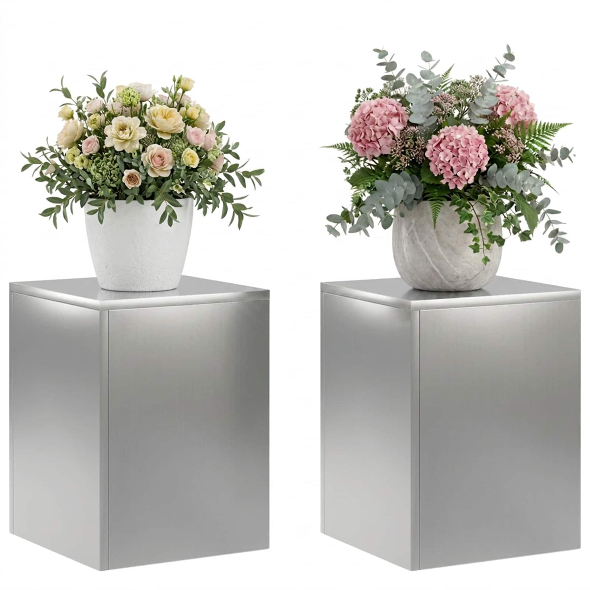 Plantenstandaard 2 pcs zilver 30 x 30 x 40 cm Roestvrij staal