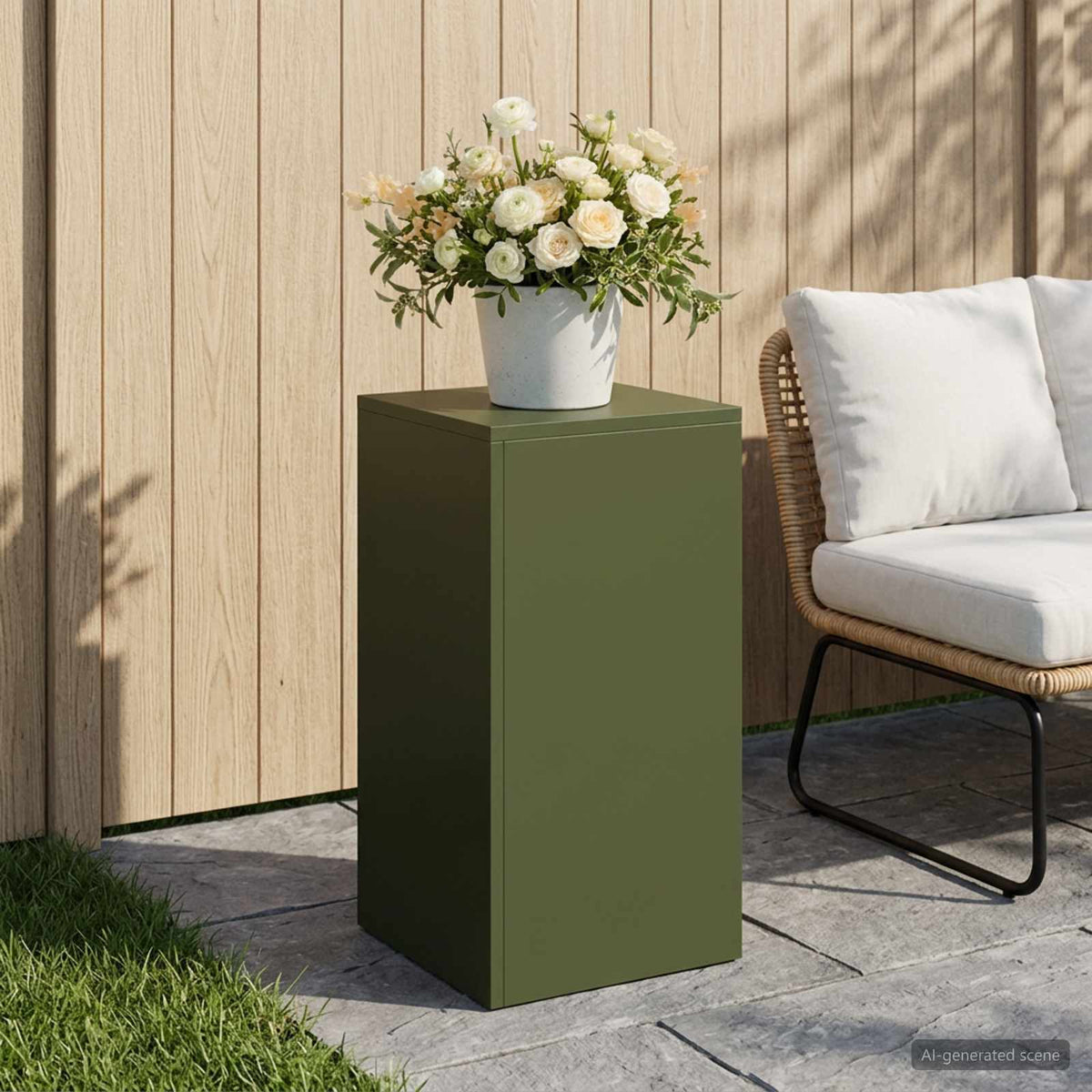 Plantenstandaard Olijfgroen 30 x 30 x 60 cm weervast staal