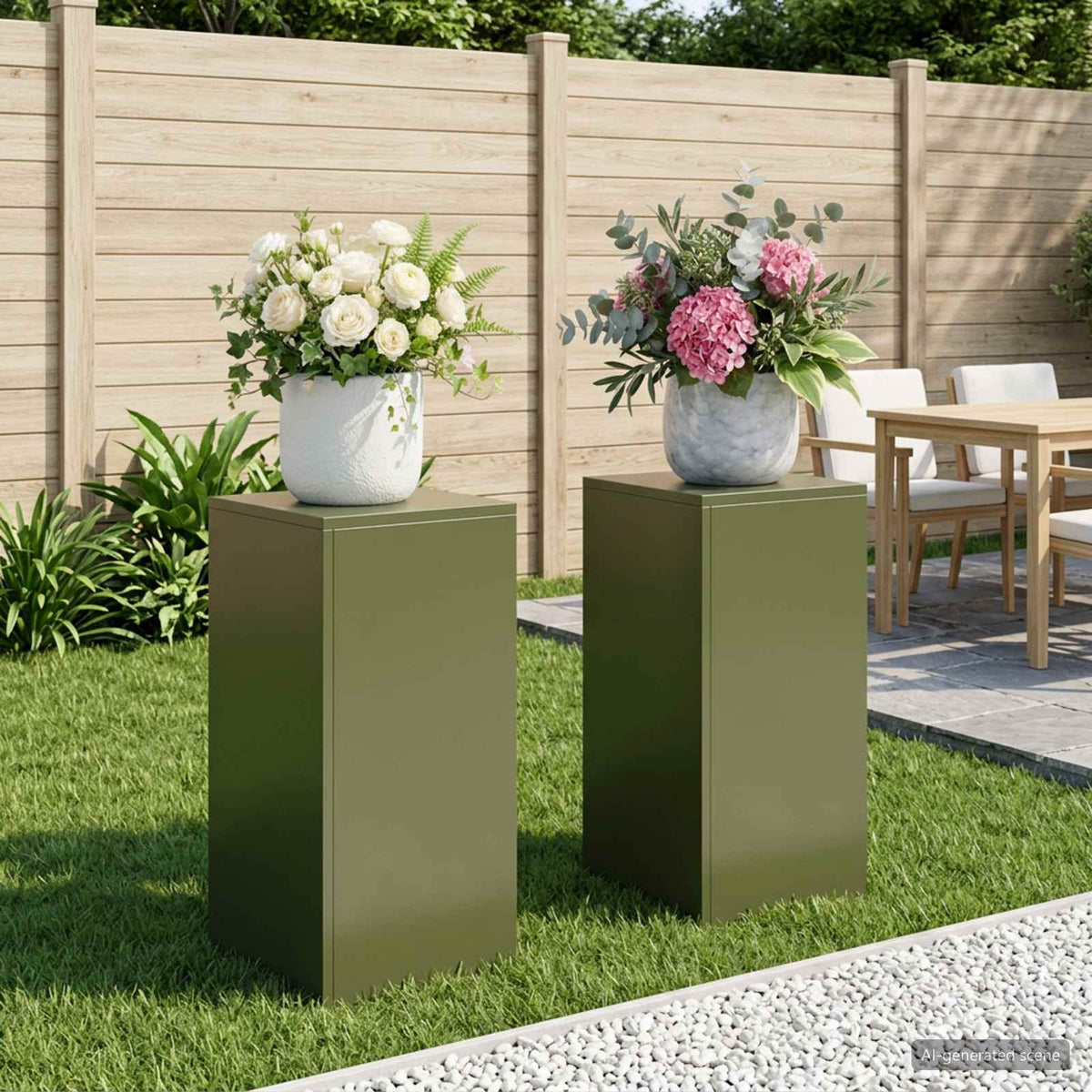 Plantenstandaard 2 pcs Olijfgroen 30 x 30 x 60 cm Staal