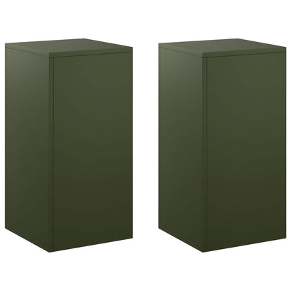 Plantenstandaard 2 pcs Olijfgroen 30 x 30 x 60 cm Staal