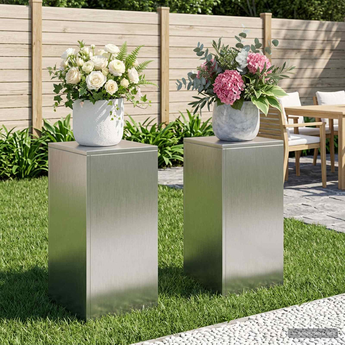 Plantenstandaard 2 pcs zilver 30 x 30 x 60 cm Staal