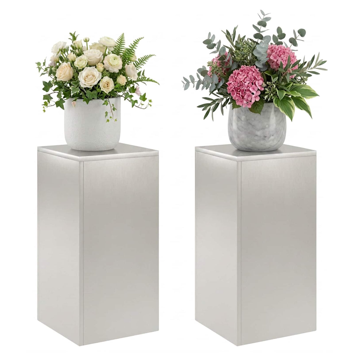 Plantenstandaard 2 pcs zilver 30 x 30 x 60 cm Staal