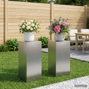 Plantenstandaard 2 stuks zilver 30x30x60 cm roestvrij staal