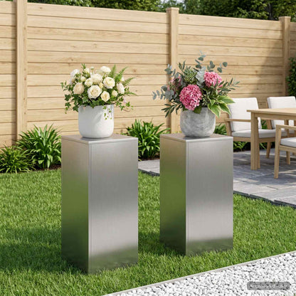 Plantenstandaard 2 pcs zilver 30 x 30 x 60 cm Roestvrij staal