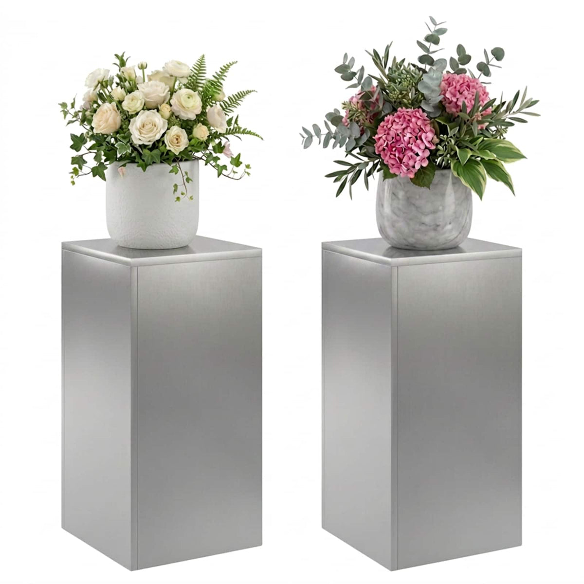Plantenstandaard 2 pcs zilver 30 x 30 x 60 cm Roestvrij staal