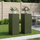 Plantenstandaard set 2 stuks olijfgroen 30x30x80 cm staal