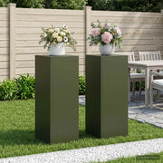 Plantenstandaard set 2 stuks olijfgroen 30x30x80 cm staal