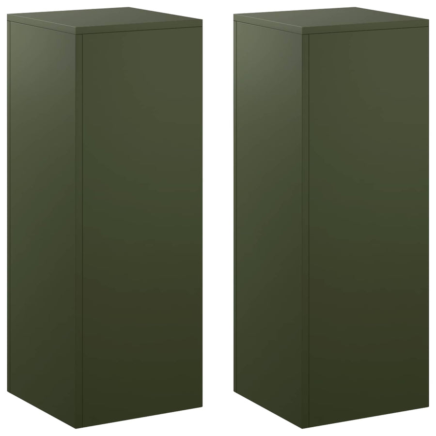 Plantenstandaard 2 pcs Olijfgroen 30 x 30 x 80 cm Staal