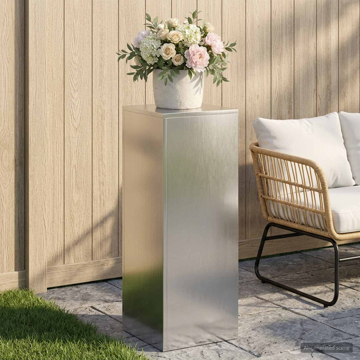 Plantenstandaard zilver 30 x 30 x 80 cm Staal