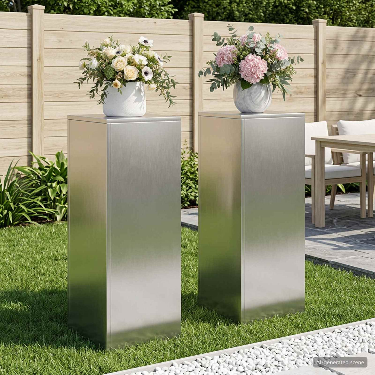 Plantenstandaard 2 pcs zilver 30 x 30 x 80 cm Staal