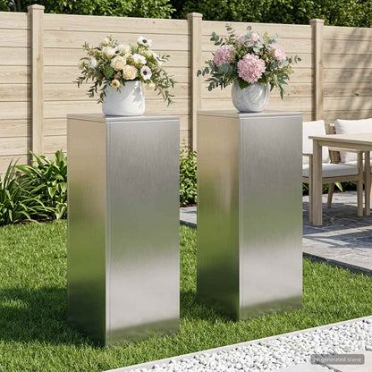 Plantenstandaard 2 pcs zilver 30 x 30 x 80 cm Staal