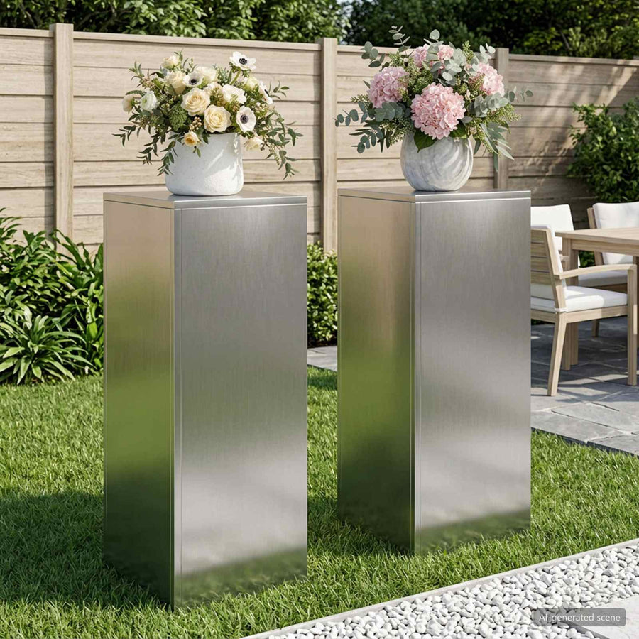 Plantenstandaard 2 pcs zilver 30 x 30 x 80 cm Roestvrij staal