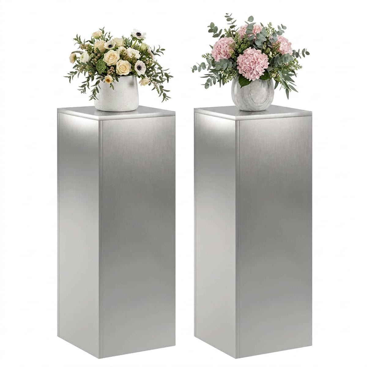 Plantenstandaard 2 pcs zilver 30 x 30 x 80 cm Roestvrij staal