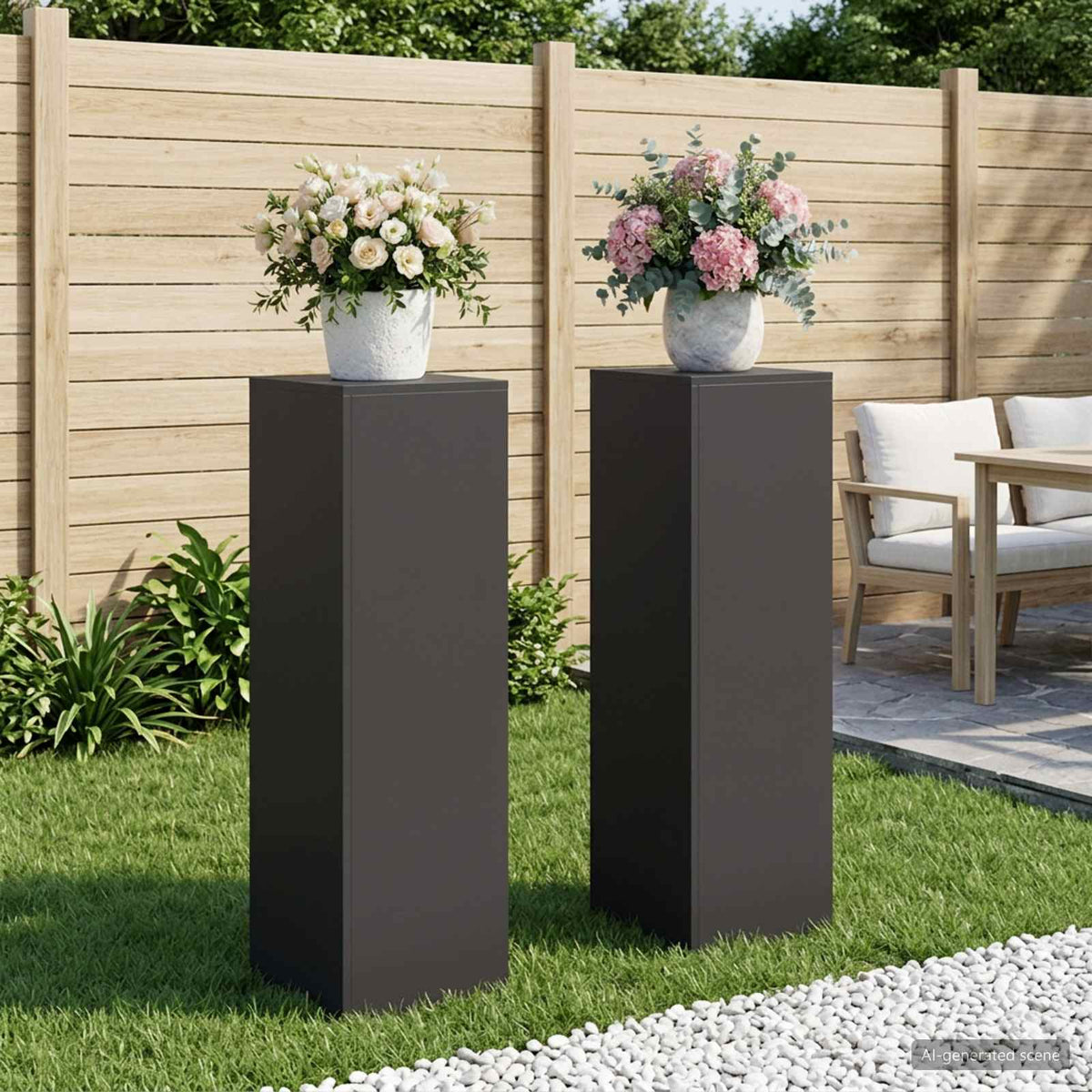 Plantenstandaard 2 pcs Zwart 30 x 30 x 100 cm Staal