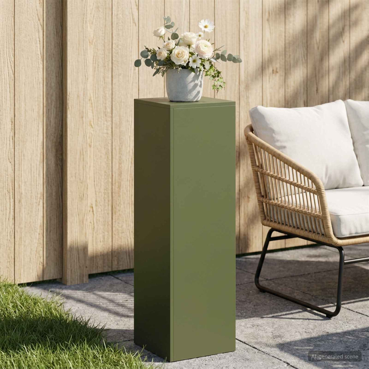 Plantenstandaard Olijfgroen 30 x 30 x 100 cm weervast staal