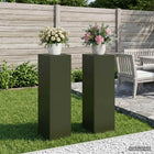 Plantenstandaard 2 stuks olijfgroen 30x30x100 cm staal