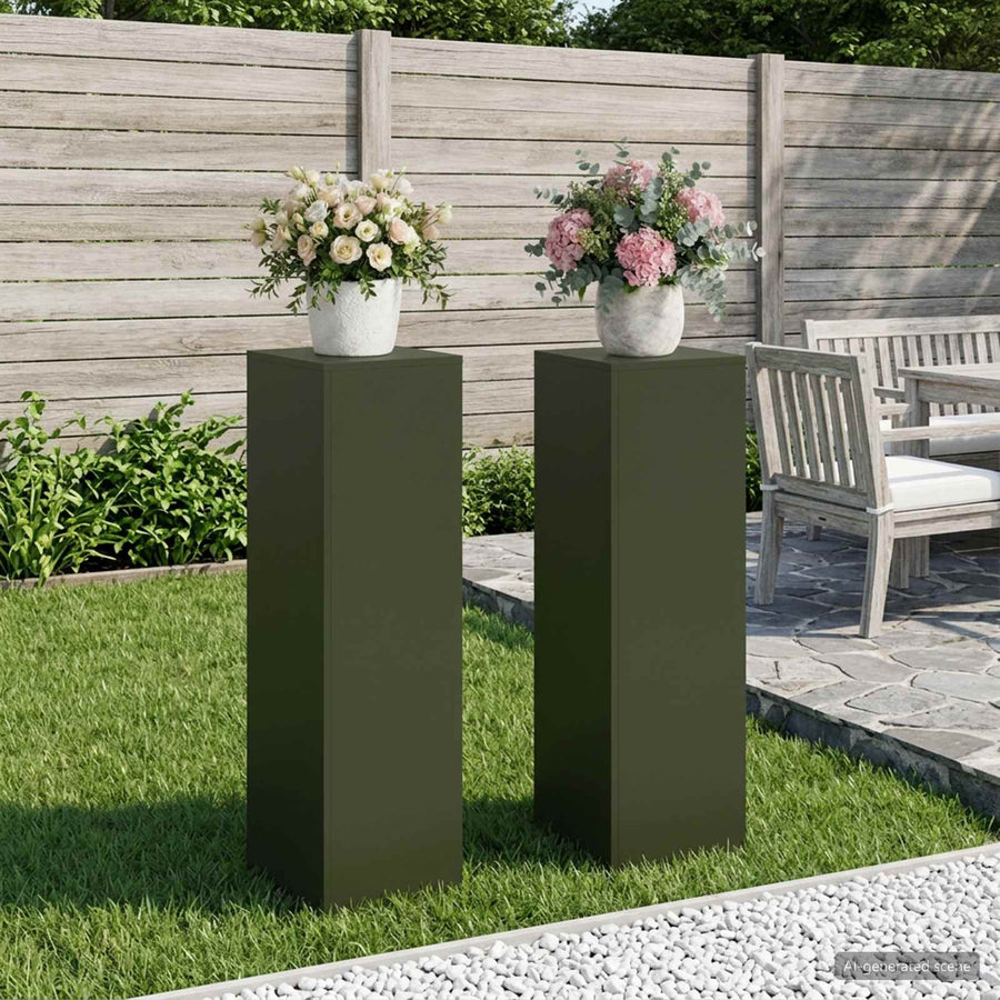 Plantenstandaard 2 pcs Olijfgroen 30 x 30 x 100 cm Staal