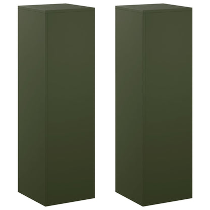 Plantenstandaard 2 pcs Olijfgroen 30 x 30 x 100 cm Staal