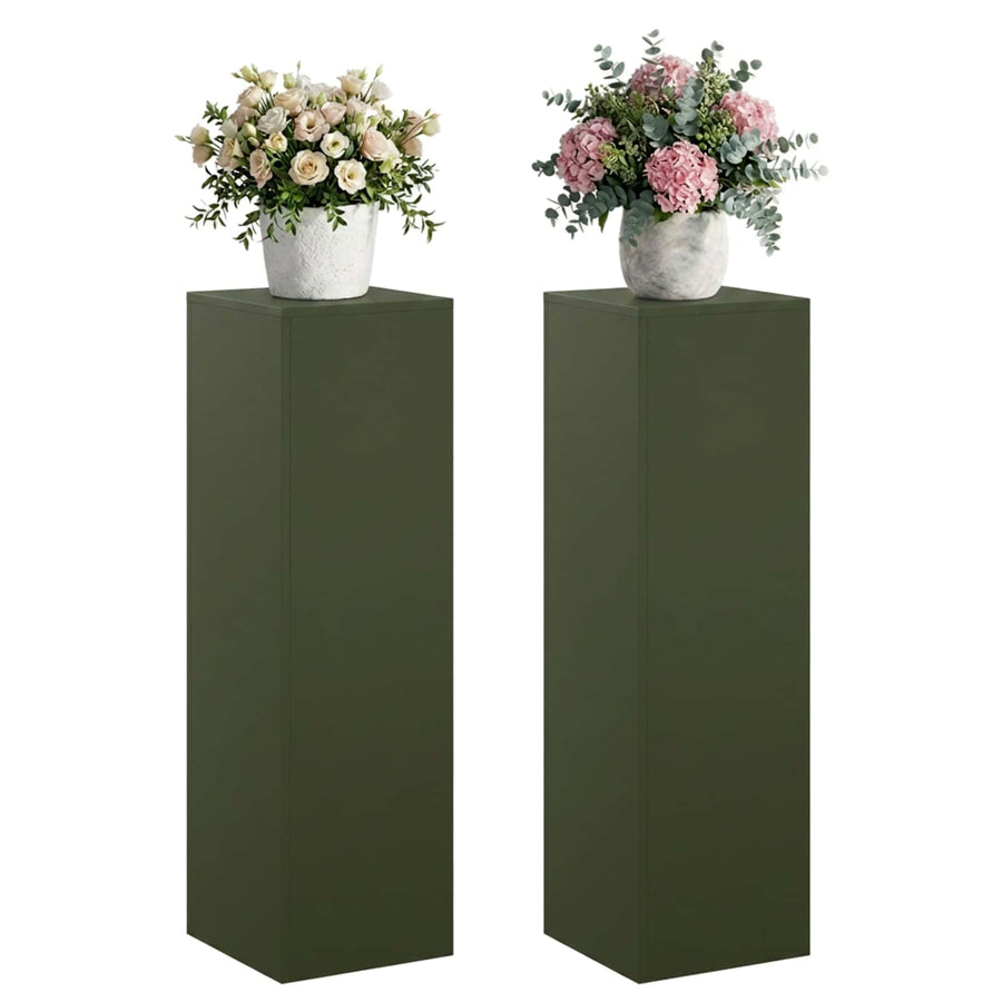 Plantenstandaard 2 pcs Olijfgroen 30 x 30 x 100 cm Staal