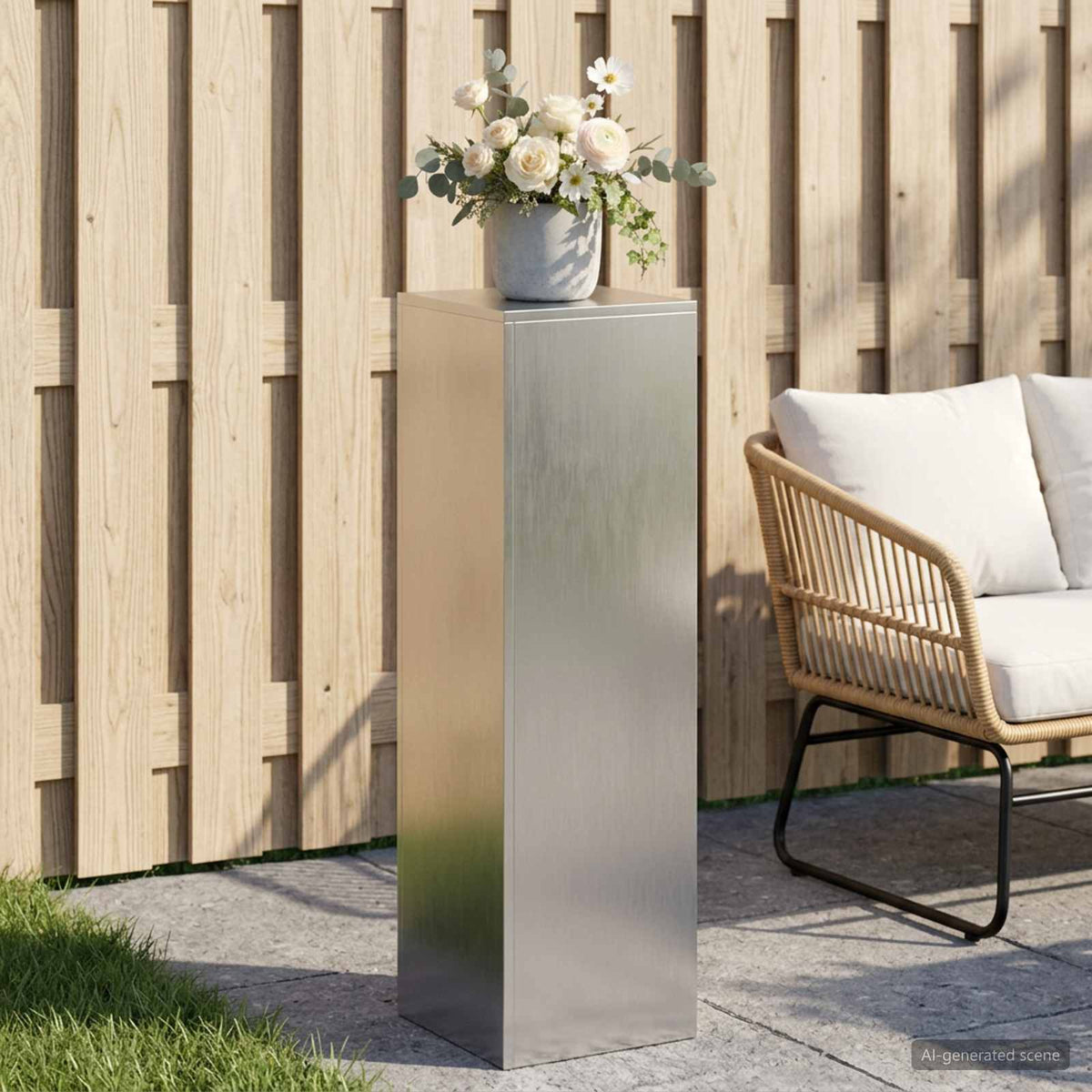 Plantenstandaard zilver 30 x 30 x 100 cm Staal