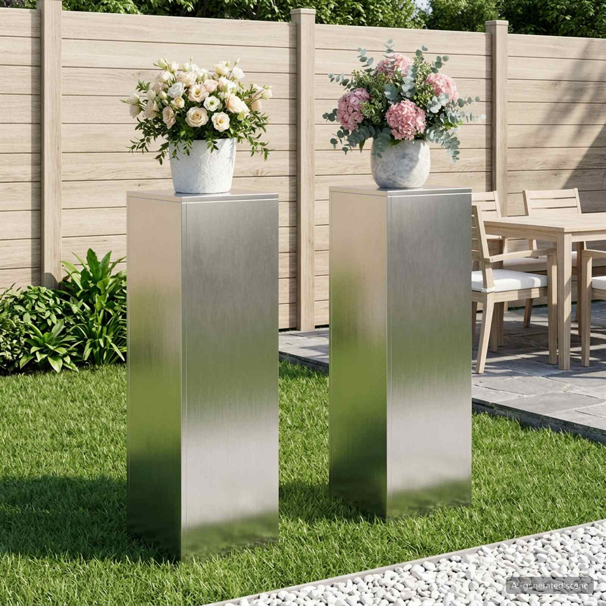 Plantenstandaard 2 pcs zilver 30 x 30 x 100 cm Staal