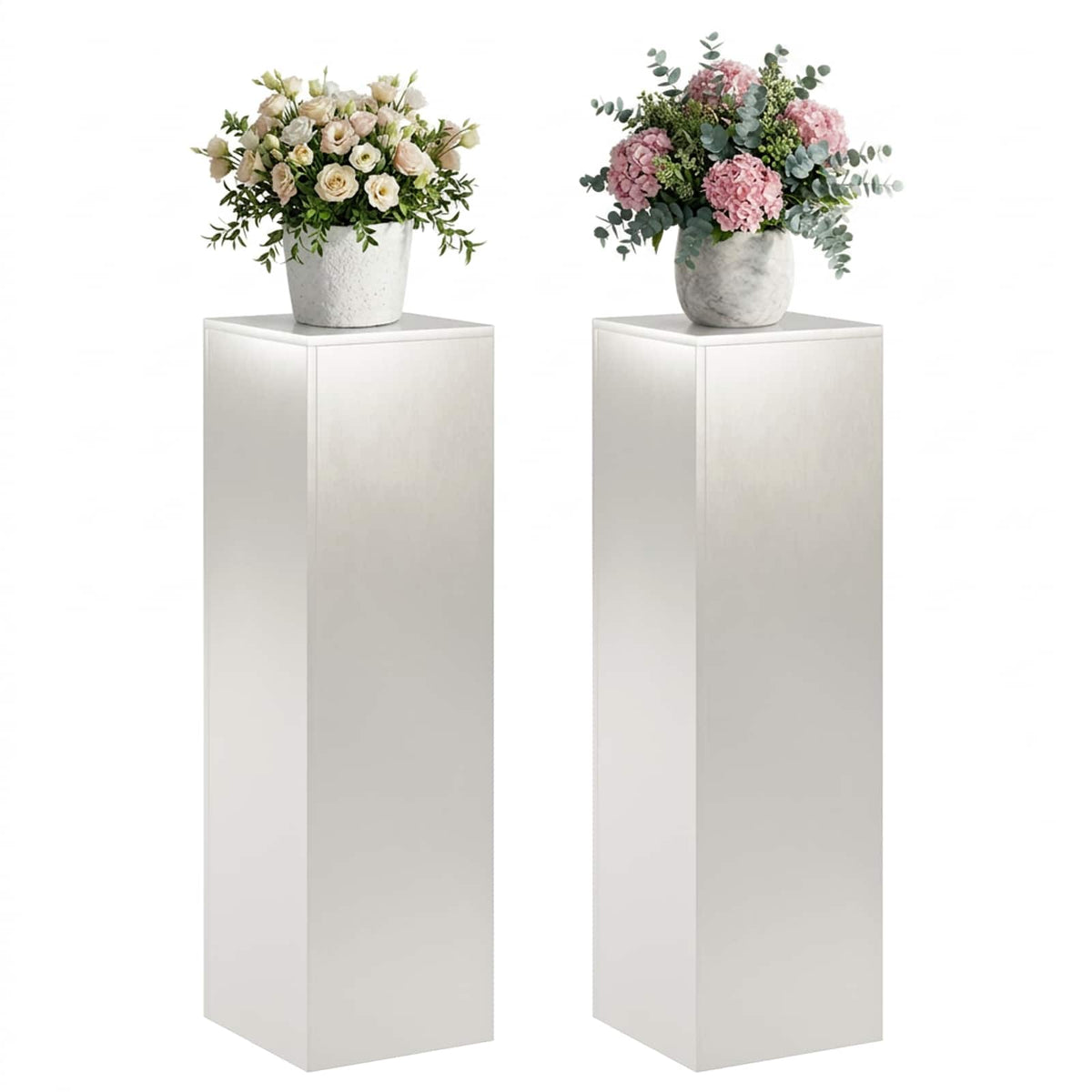 Plantenstandaard 2 pcs zilver 30 x 30 x 100 cm Staal