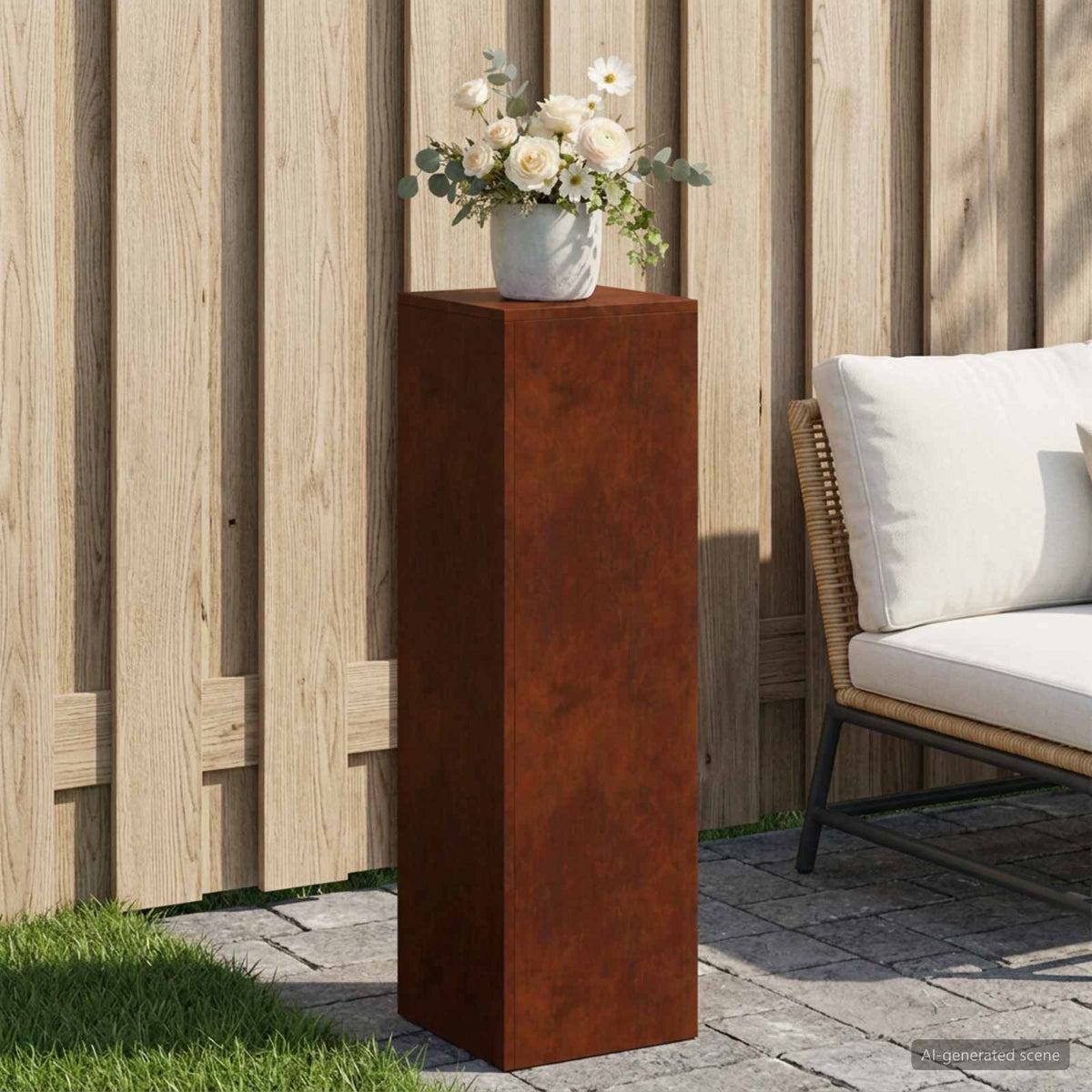Plantenstandaard Roestkleurig 30 x 30 x 100 cm weervast staal