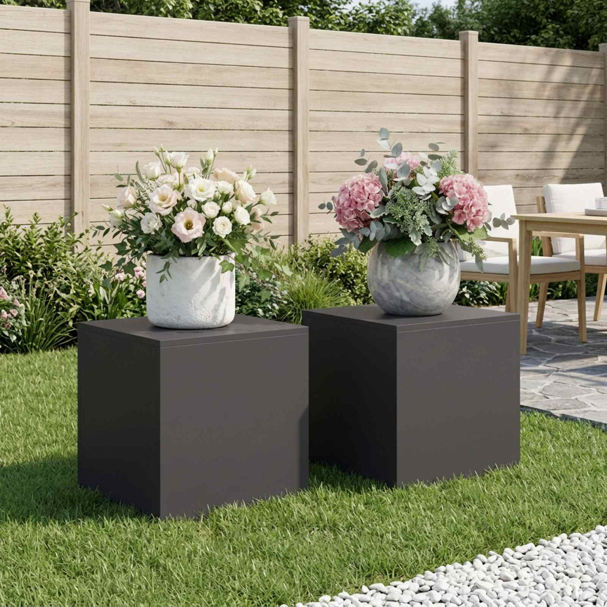 Plantenstandaard 2 pcs Zwart 40 x 40 x 40 cm Staal