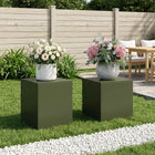 Plantenstandaard set van 2 olijfgroen staal 40x40x40 cm