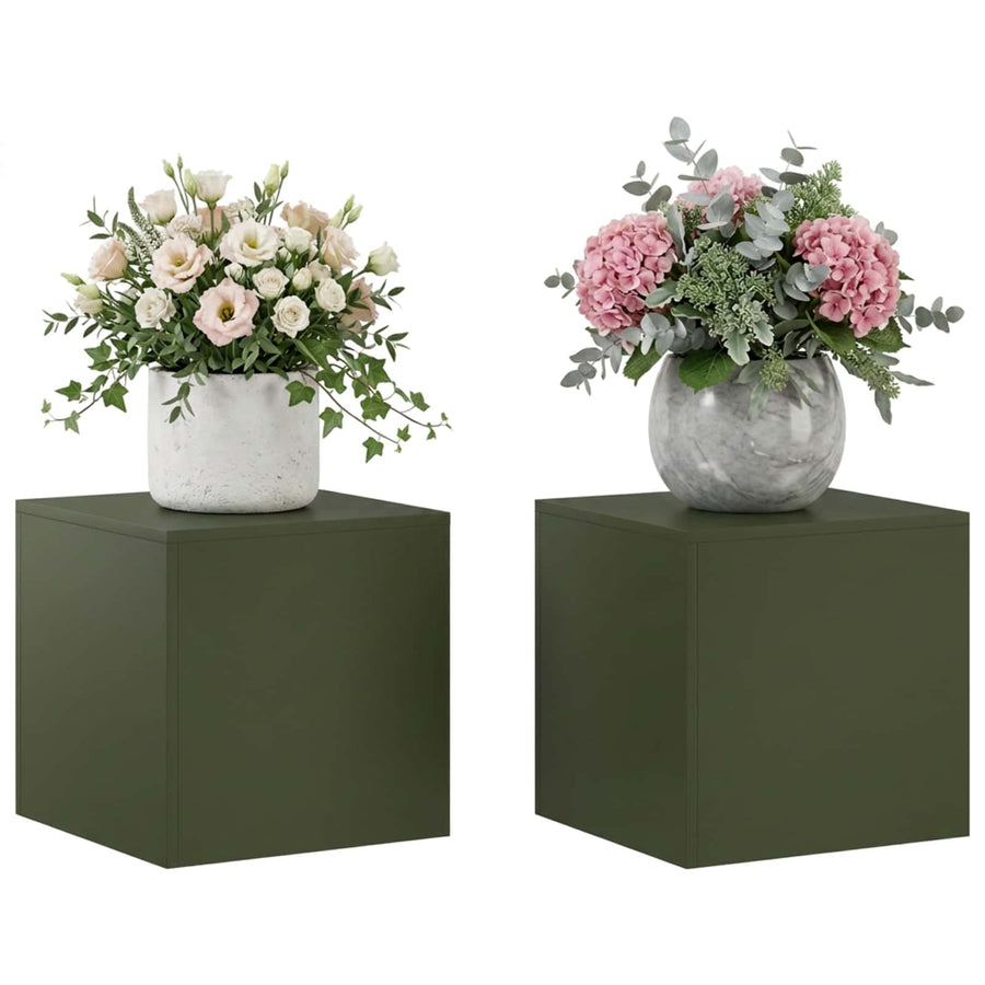 Plantenstandaard 2 pcs Olijfgroen 40 x 40 x 40 cm Staal