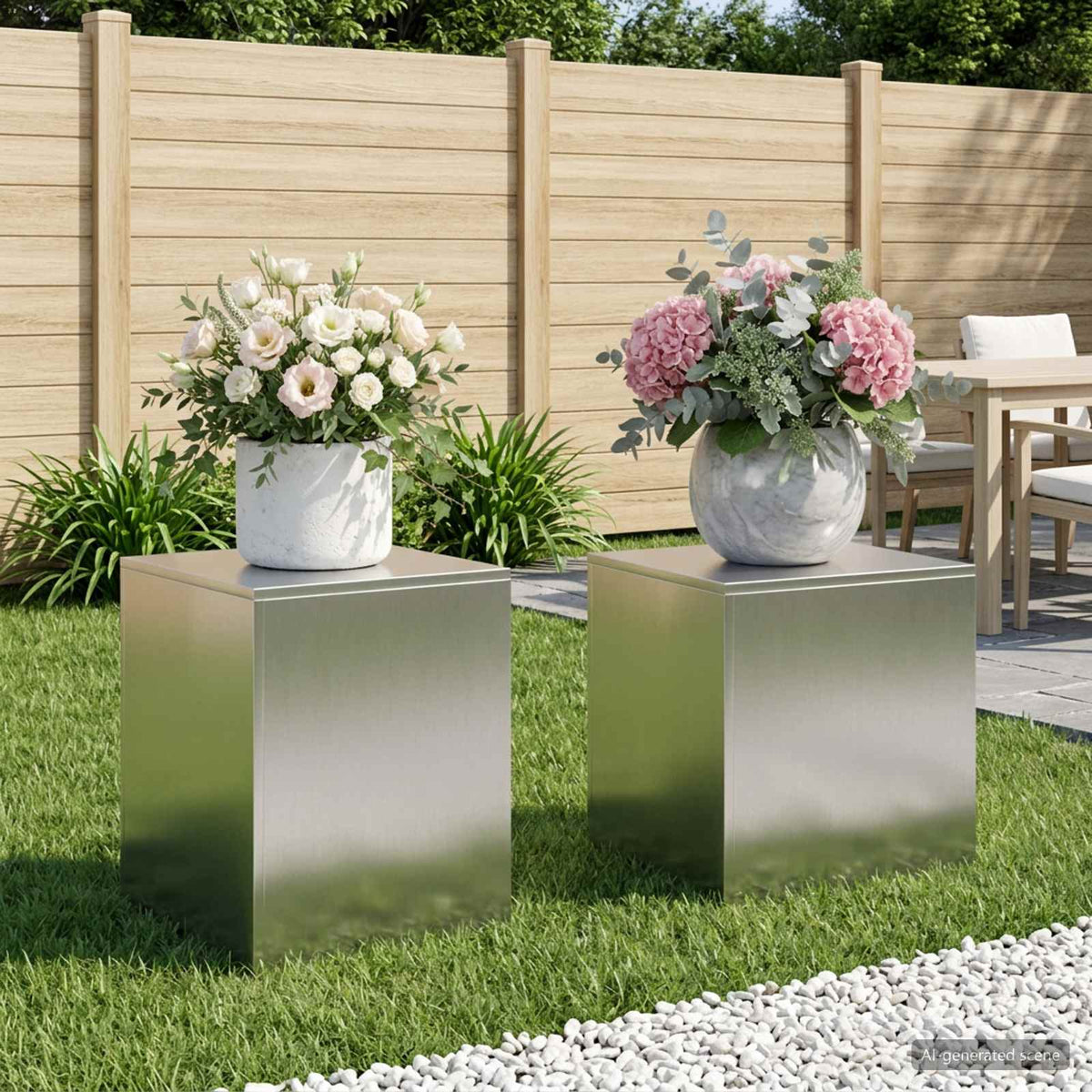 Plantenstandaard 2 pcs zilver 40 x 40 x 40 cm Staal