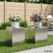 Plantenstandaard staal zilver 40x40x40 cm (2 stuks)
