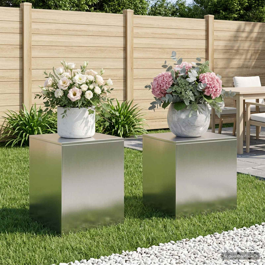 Plantenstandaard 2 pcs zilver 40 x 40 x 40 cm Staal