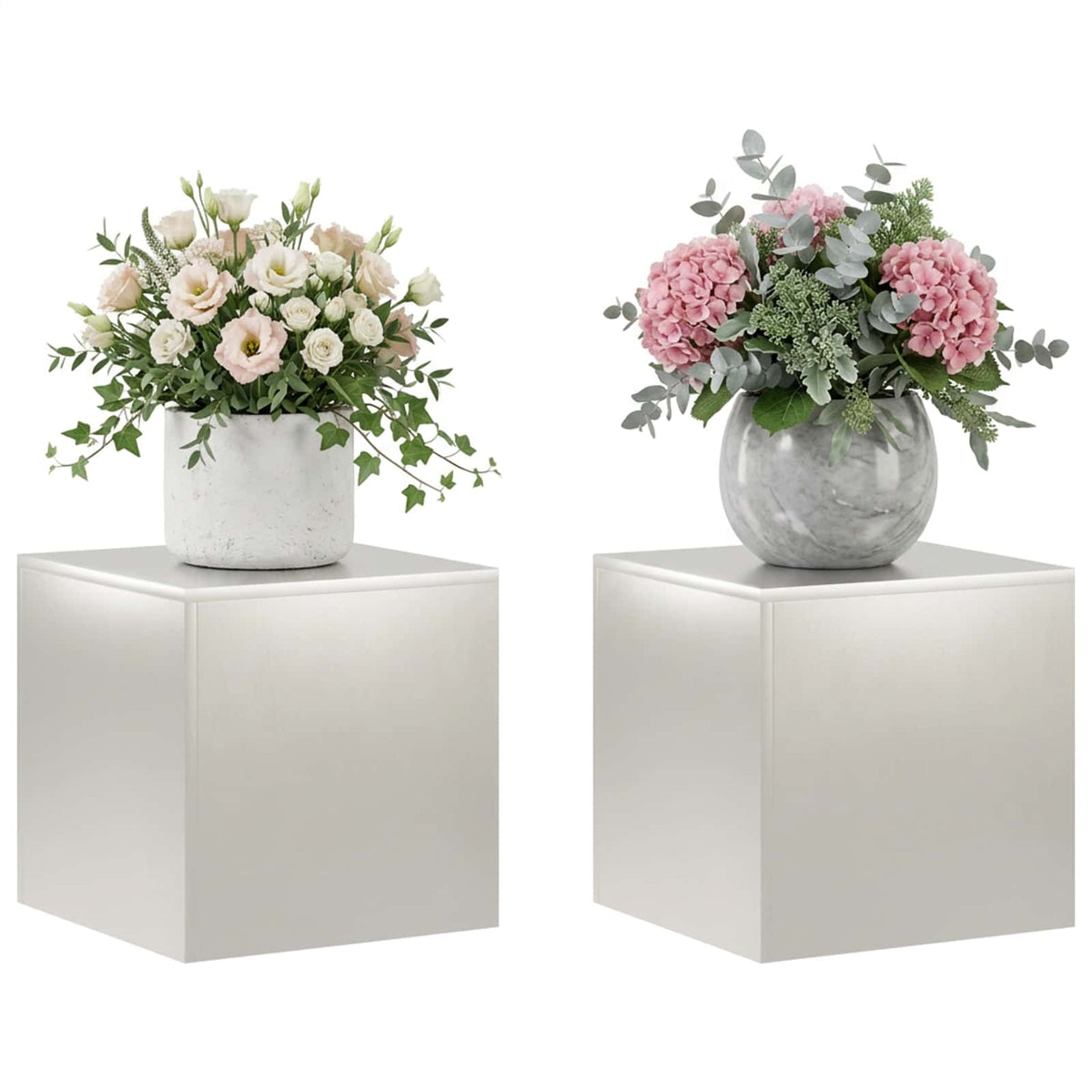 Plantenstandaard 2 pcs zilver 40 x 40 x 40 cm Staal