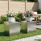 Plantenstandaard roestvrij staal zilver 40x40x40 cm (2 stuks)