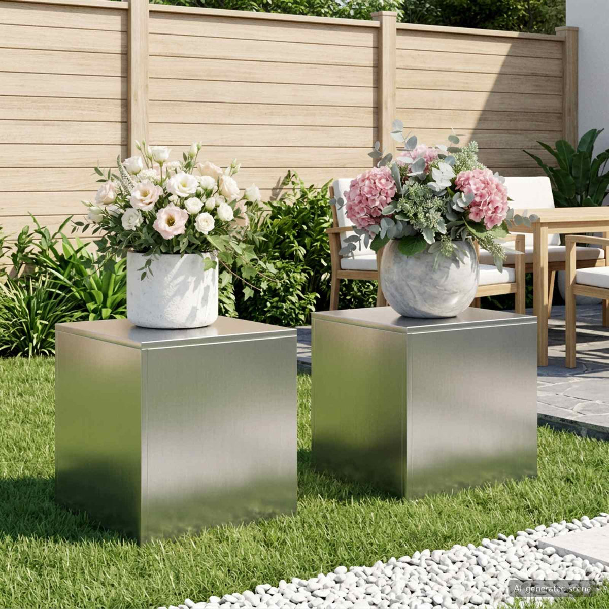 Plantenstandaard 2 pcs zilver 40 x 40 x 40 cm Roestvrij staal