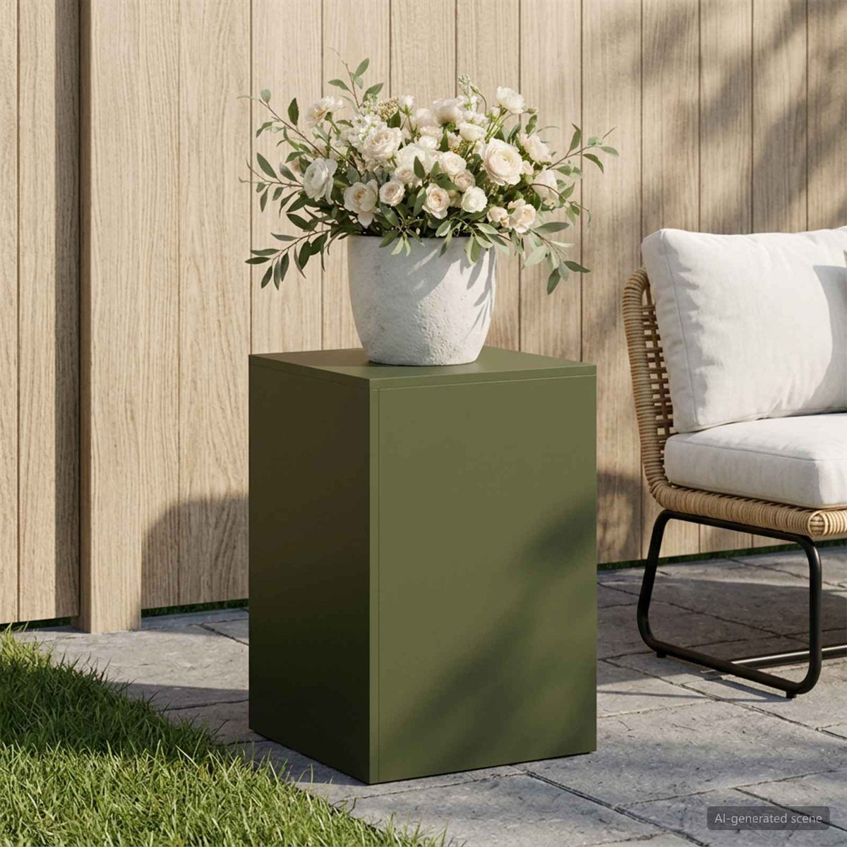 Plantenstandaard Olijfgroen 40 x 40 x 60 cm weervast staal