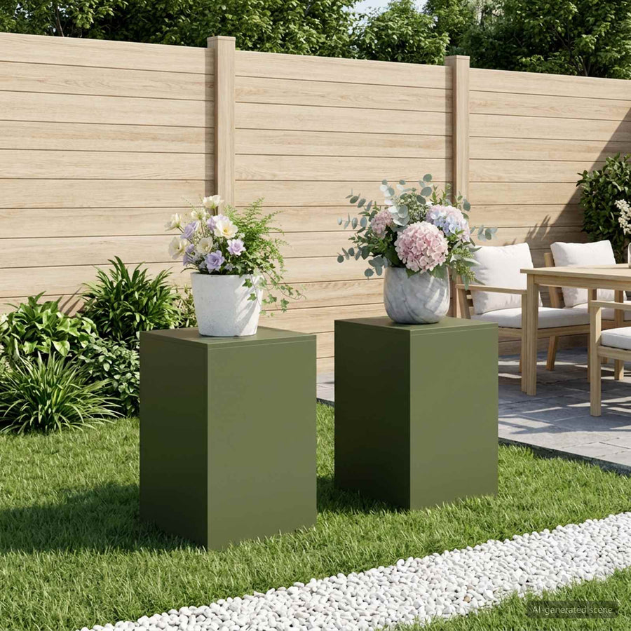 Plantenstandaard 2 pcs Olijfgroen 40 x 40 x 60 cm Staal