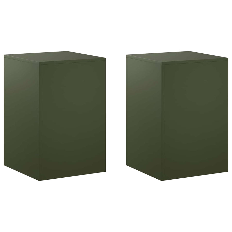 Plantenstandaard 2 pcs Olijfgroen 40 x 40 x 60 cm Staal