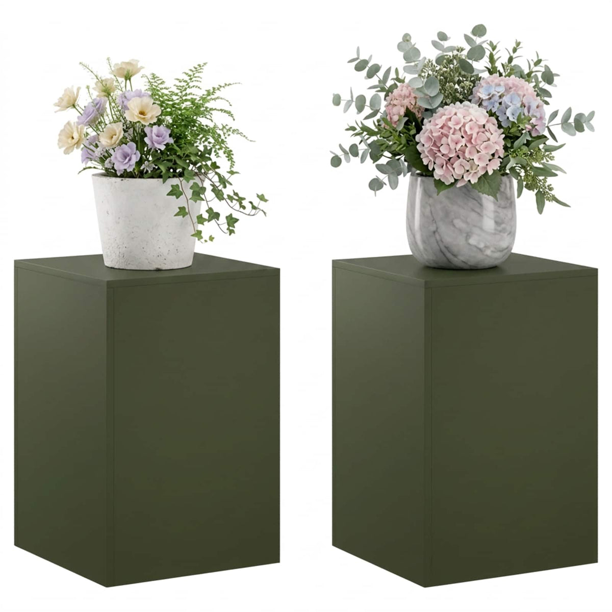 Plantenstandaard 2 pcs Olijfgroen 40 x 40 x 60 cm Staal