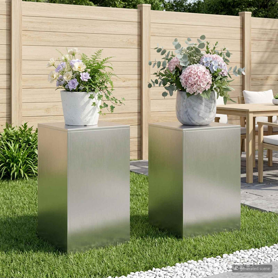 Plantenstandaard 2 pcs zilver 40 x 40 x 60 cm Staal