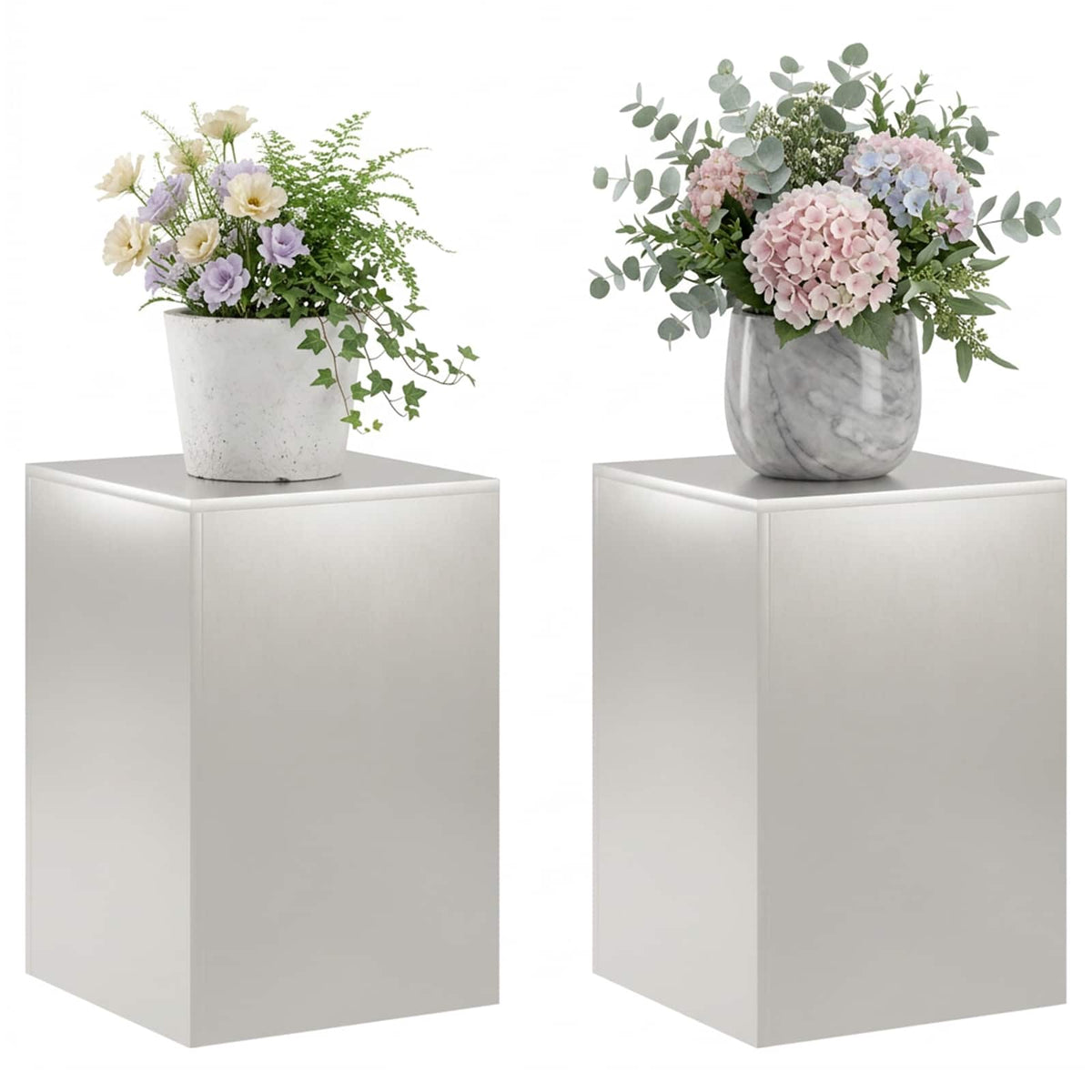 Plantenstandaard 2 pcs zilver 40 x 40 x 60 cm Staal